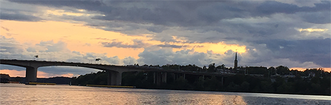 River with bridge and city of Stockholm in background