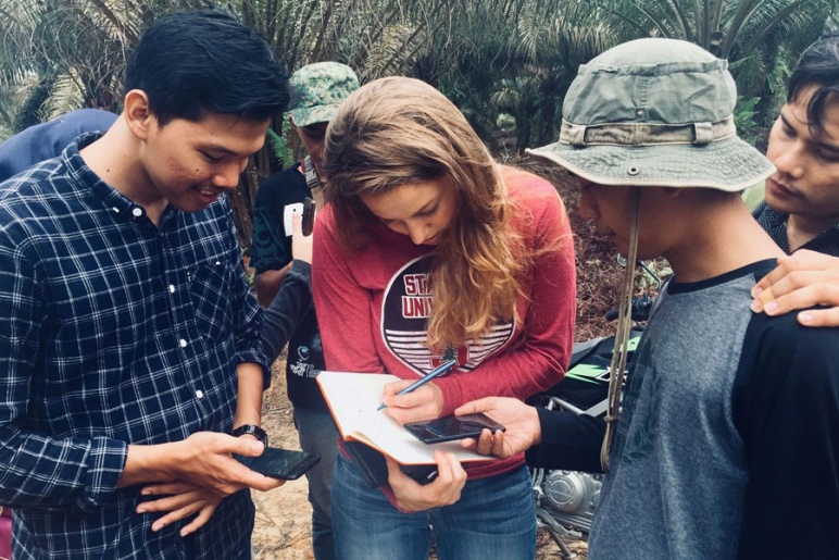 Joann de Zegher does field work in Indonesia.