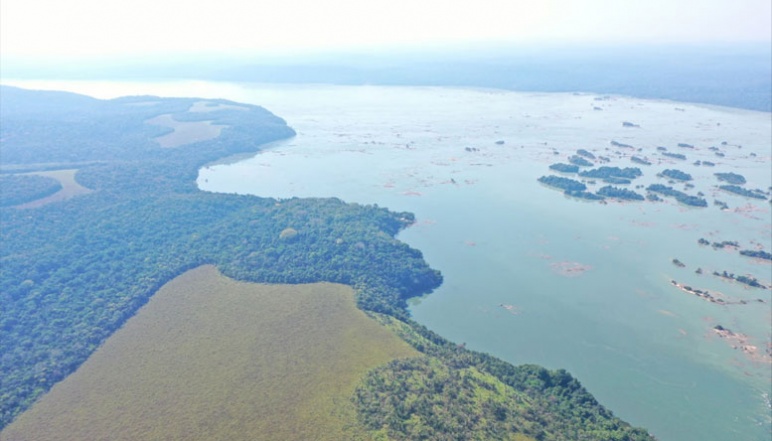 Drone shot of Terra Preta do Mangabal archaeological site