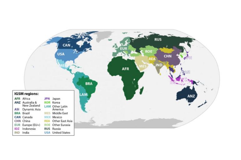 A global map identifies specific regions by abbreviations and colors, categorizing parts of the world into different regional segments.