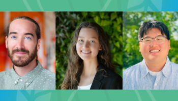 Three portraits of the three travel grant students side-by-side