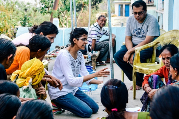 Krithika leads a discussion in circle