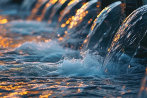 A close up photo of water rushing out of a dam.