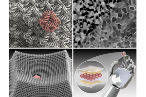 Four stacked images of metamaterials depictions