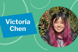 Circular picture of Victoria with her name in white beside her