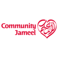 Community Jameel spelled out in red with a red and white heart to the right